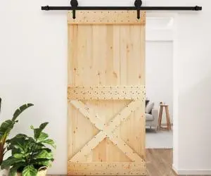 vidaXL Ușă glisantă cu set feronerie, 100x210 cm, lemn masiv de pin
