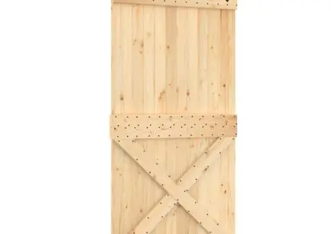 Ușă glisantă cu set feronerie, 100x210 cm, lemn masiv de pin - 2/5