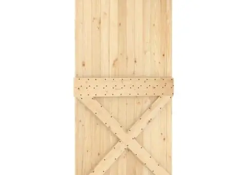 Ușă glisantă cu set feronerie, 100x210 cm, lemn masiv de pin - 3/5