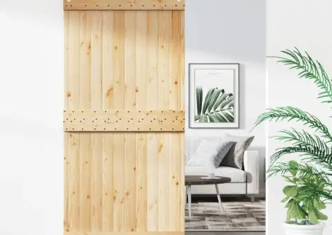 Ușă glisantă cu set de feronerie 95x210 cm, lemn masiv de pin - 1/5