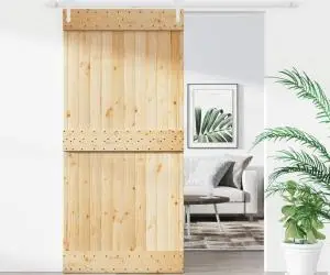 vidaXL Ușă glisantă cu set de feronerie 95x210 cm, lemn masiv de pin
