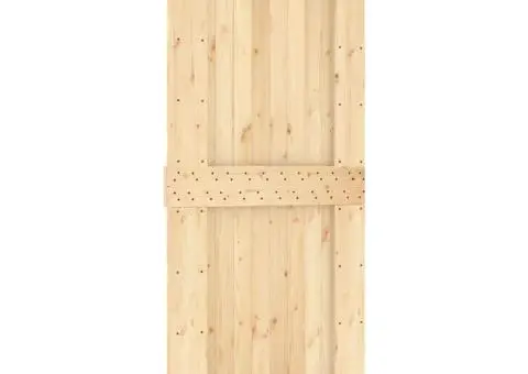 Ușă glisantă cu set de feronerie 95x210 cm, lemn masiv de pin - 3/5