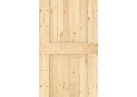 Ușă glisantă cu set de feronerie 95x210 cm, lemn masiv de pin - 4/5