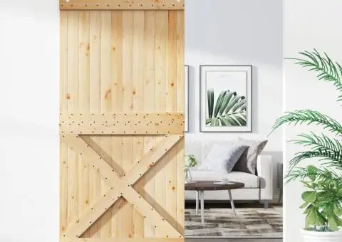 Ușă glisantă cu set de feronerie 95x210 cm, lemn masiv de pin - 1/5