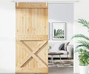 vidaXL Ușă glisantă cu set de feronerie 95x210 cm, lemn masiv de pin