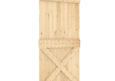 Ușă glisantă cu set de feronerie 95x210 cm, lemn masiv de pin - 2/5