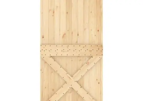 Ușă glisantă cu set de feronerie 95x210 cm, lemn masiv de pin - 4/5