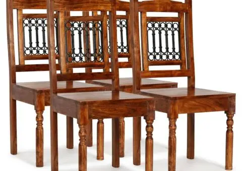 Scaune de bucătărie, 4 buc., lemn masiv, clasic - 1/5