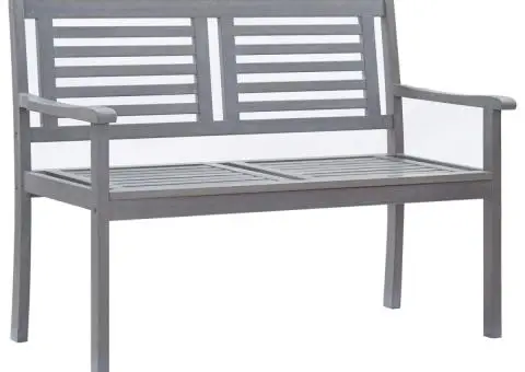 Bancă grădină cu 2 locuri cu pernă, 120 cm, gri, lemn eucalipt - 2/5