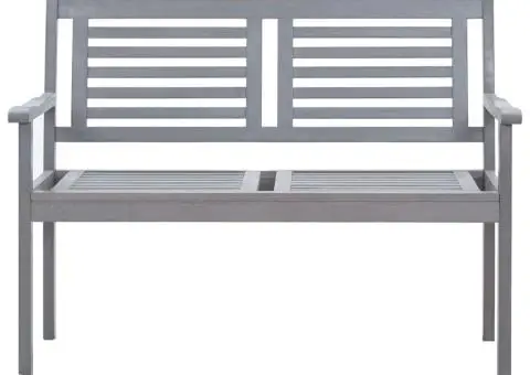 Bancă grădină cu 2 locuri cu pernă, 120 cm, gri, lemn eucalipt - 3/5