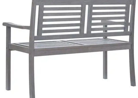 Bancă grădină cu 2 locuri cu pernă, 120 cm, gri, lemn eucalipt - 4/5