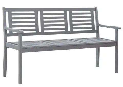 Bancă grădină cu 3 locuri cu pernă, 150 cm, gri, lemn eucalipt - 2/5