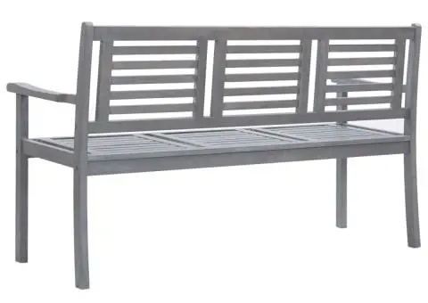 Bancă grădină cu 3 locuri cu pernă, 150 cm, gri, lemn eucalipt - 4/5