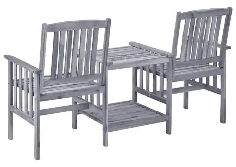 Scaune de grădină cu masă de ceai și perne, lemn masiv acacia - 5/5