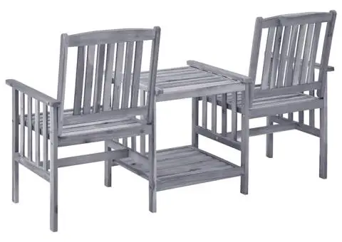 Scaune de grădină cu masă de ceai și perne, lemn masiv acacia - 3/5