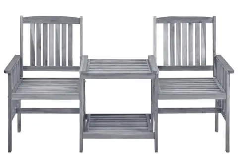 Scaune de grădină cu masă de ceai și perne, lemn masiv acacia - 4/5