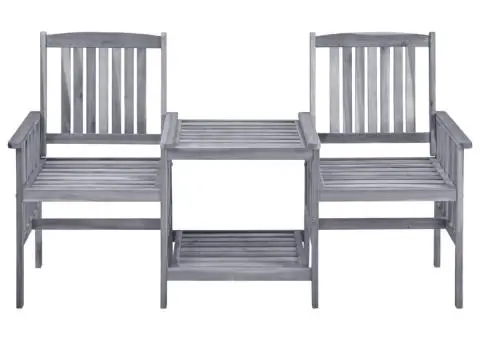 Scaune de grădină cu masă de ceai și perne, lemn masiv acacia - 5/5