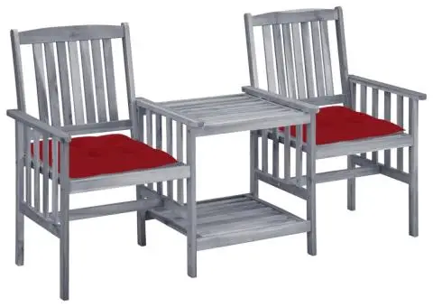 Scaune de grădină cu masă de ceai și perne, lemn masiv acacia - 1/5