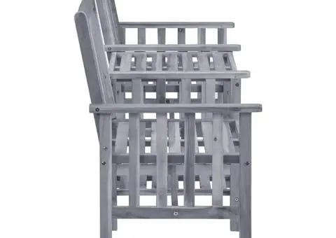 Scaune de grădină cu masă de ceai și perne, lemn masiv acacia - 3/5