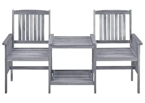 Scaune de grădină cu masă de ceai și perne, lemn masiv acacia - 5/5