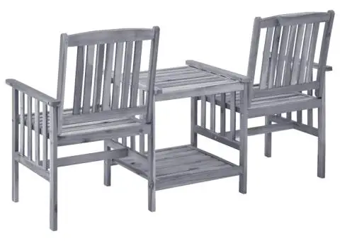 Scaune de grădină cu masă de ceai și perne, lemn masiv acacia - 4/5