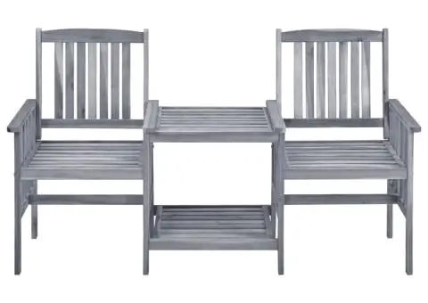 Scaune de grădină cu masă de ceai și perne, lemn masiv acacia - 5/5