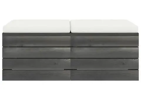 Tabureți de grădină din paleți cu perne, 2 buc., lemn de pin - 3/5