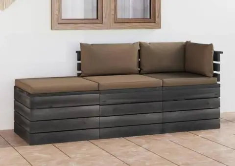 Set mobilier grădină din paleți cu perne, 3 piese, lemn de pin - 1/5