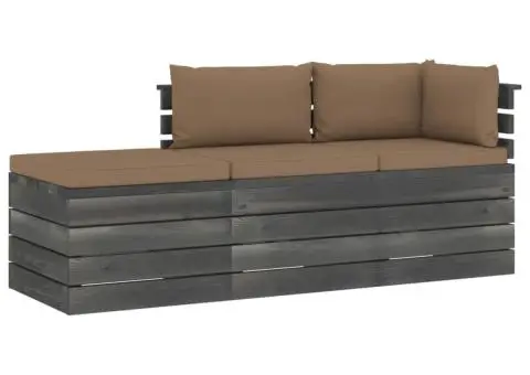 Set mobilier grădină din paleți cu perne, 3 piese, lemn de pin - 2/5