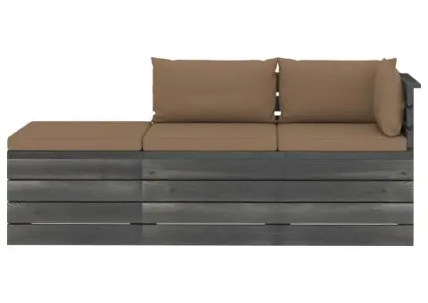 Set mobilier grădină din paleți cu perne, 3 piese, lemn de pin - 3/5