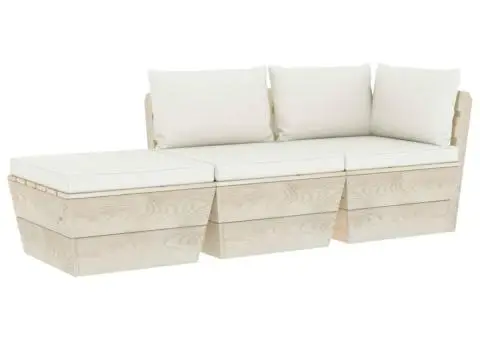 Set mobilier grădină din paleți cu perne, 3 piese, lemn molid - 2/5