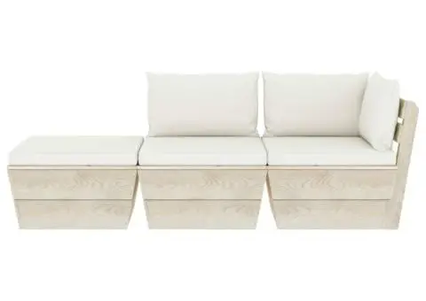 Set mobilier grădină din paleți cu perne, 3 piese, lemn molid - 3/5