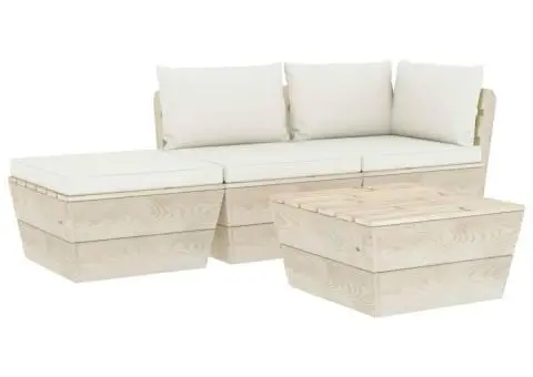 Set mobilier grădină din paleți, cu perne, 4 piese, lemn molid - 2/5