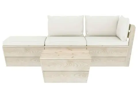 Set mobilier grădină din paleți, cu perne, 4 piese, lemn molid - 3/5