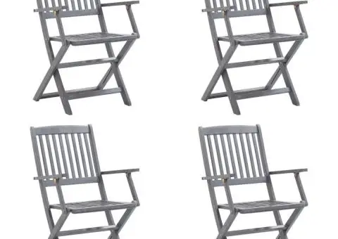Scaune pliabile de exterior cu perne, 4 buc., lemn masiv acacia - 2/5