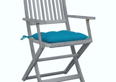 Scaune pliabile de exterior cu perne, 4 buc., lemn masiv acacia - 3/5