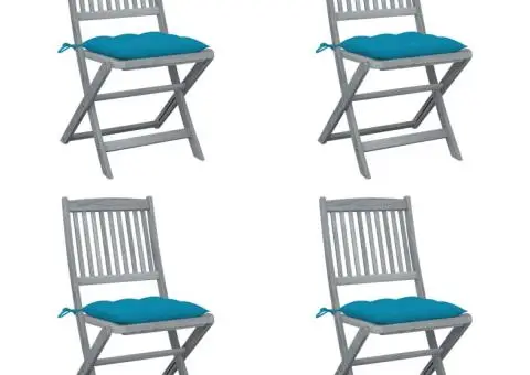 Scaune pliabile de exterior cu perne, 4 buc., lemn masiv acacia - 1/5