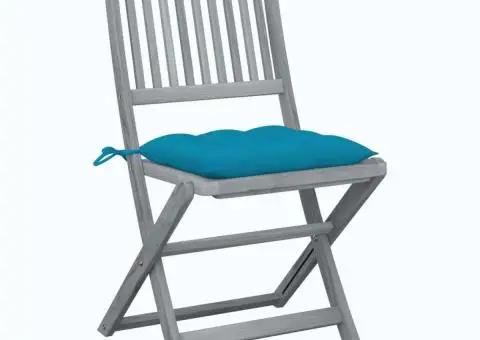 Scaune pliabile de exterior cu perne, 4 buc., lemn masiv acacia - 2/5