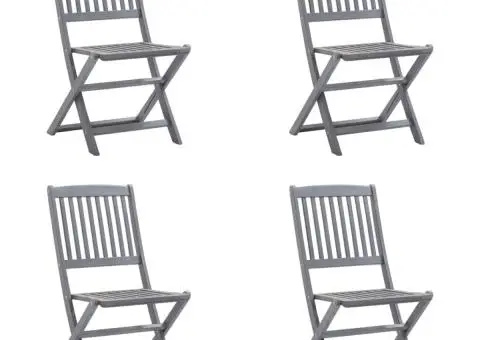 Scaune pliabile de exterior cu perne, 4 buc., lemn masiv acacia - 3/5