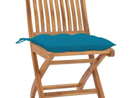 Scaune grădină pliabile cu perne, 4 buc, lemn masiv tec - 2/5