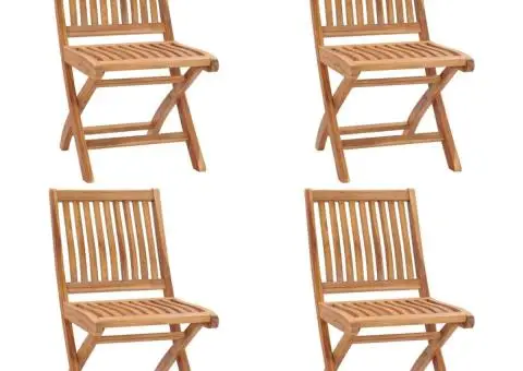 Scaune grădină pliabile cu perne, 4 buc, lemn masiv tec - 3/5