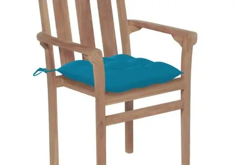 Scaune grădină stivuibile cu perne, 4 buc, lemn masiv tec - 2/5