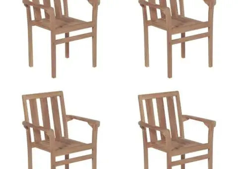 Scaune grădină stivuibile cu perne, 4 buc, lemn masiv tec - 3/5