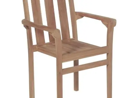 Scaune grădină stivuibile cu perne, 4 buc, lemn masiv tec - 4/5