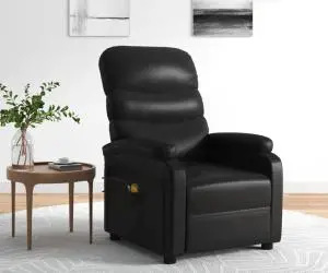 vidaXL Fotoliu de masaj electric, negru, piele ecologică