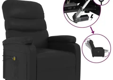 Fotoliu de masaj electric, negru, piele ecologică - 2/5