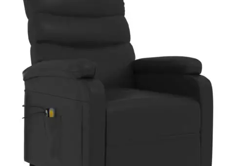 Fotoliu de masaj electric, negru, piele ecologică - 3/5