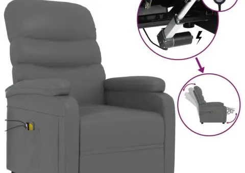 Fotoliu de masaj electric, gri, piele ecologică - 2/5