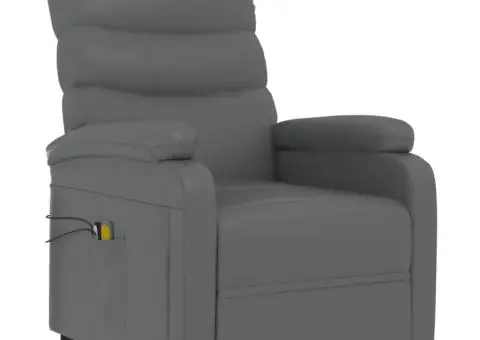 Fotoliu de masaj electric, gri, piele ecologică - 3/5