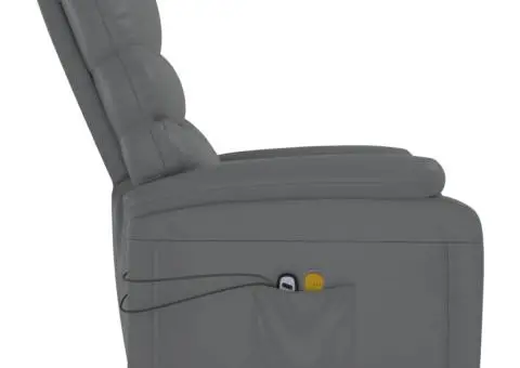 Fotoliu de masaj electric, gri, piele ecologică - 5/5